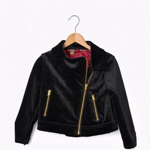 Girls Black Velvet Moto Jacket 4T Gold Zip Biker Coat Target Chic Style